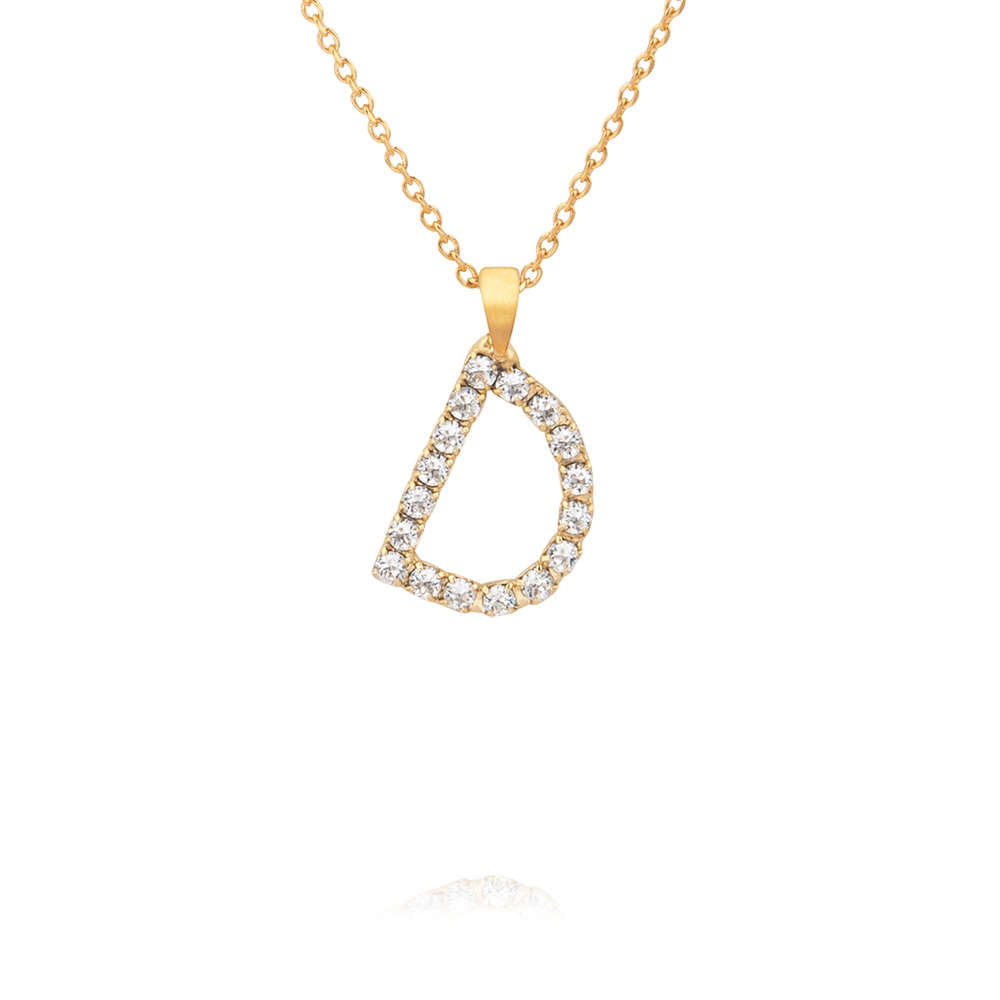 Mini Letter D Necklace Crystal