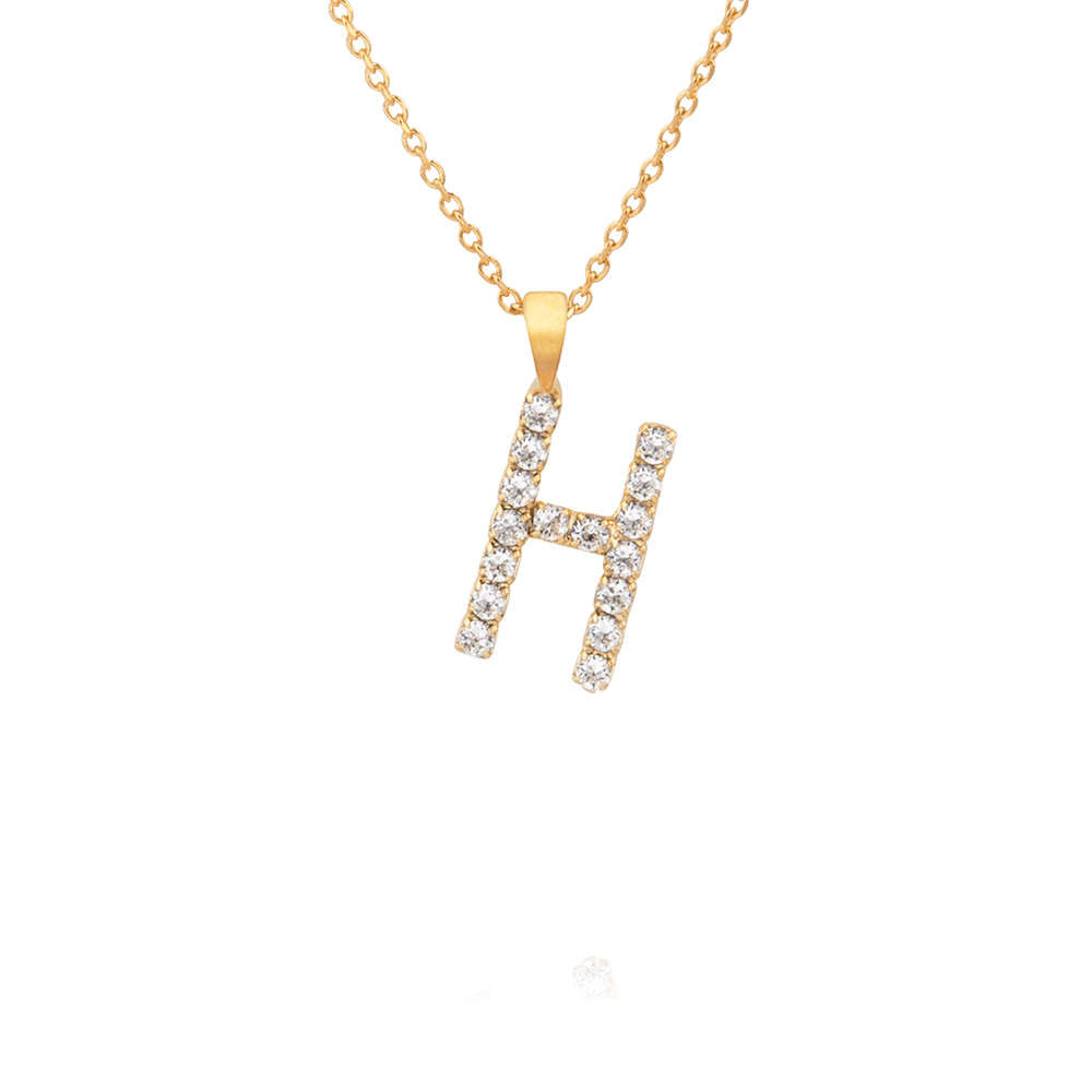 Mini Letter H Necklace Crystal