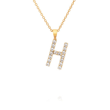 Mini Letter H Necklace Crystal