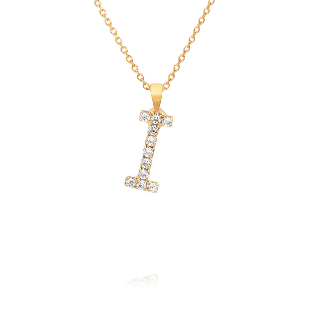 Mini Letter I Necklace Crystal