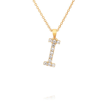 Mini Letter I Necklace Crystal