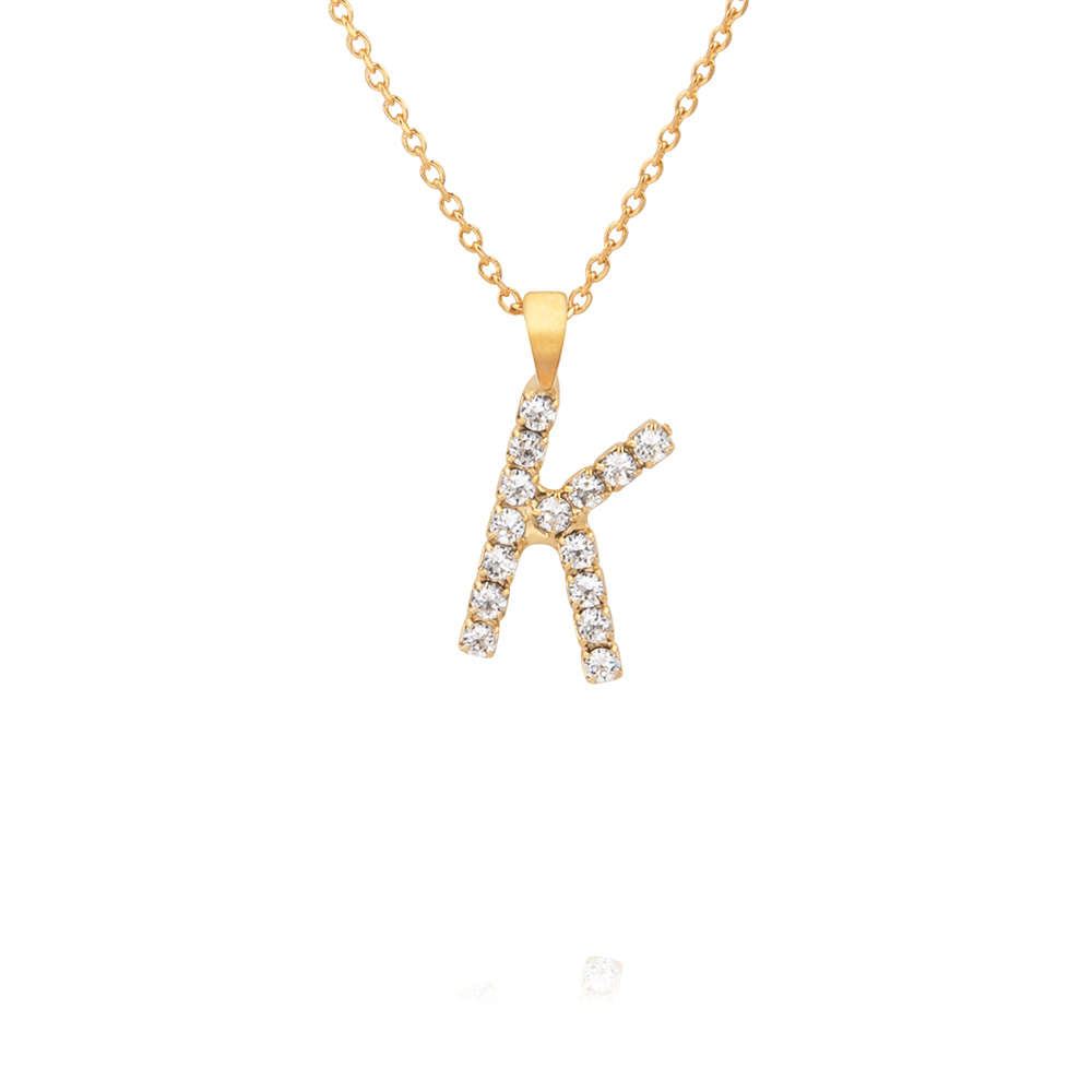 Mini Letter K Necklace Crystal