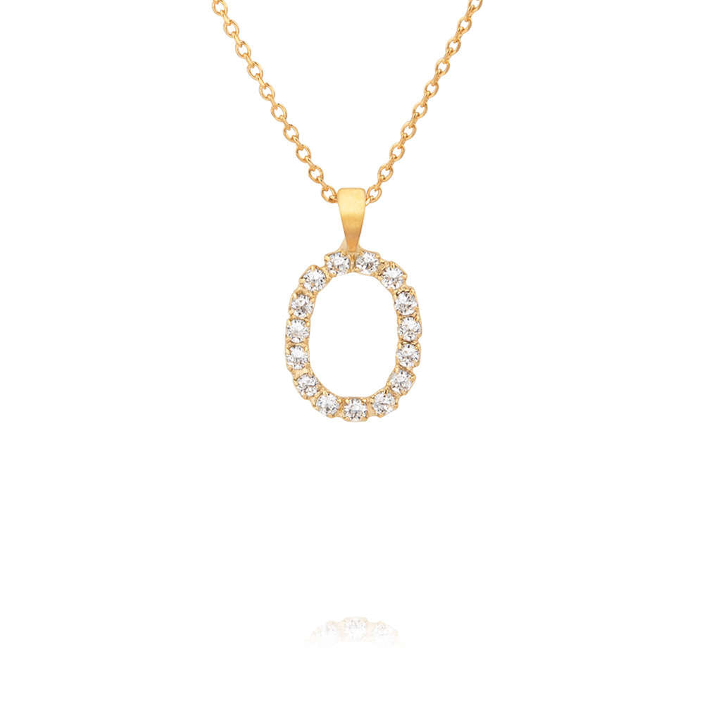 Mini Letter O Necklace Crystal