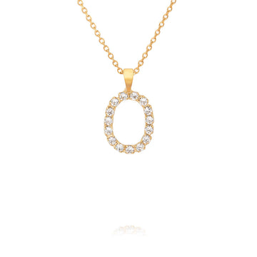 Mini Letter O Necklace Crystal