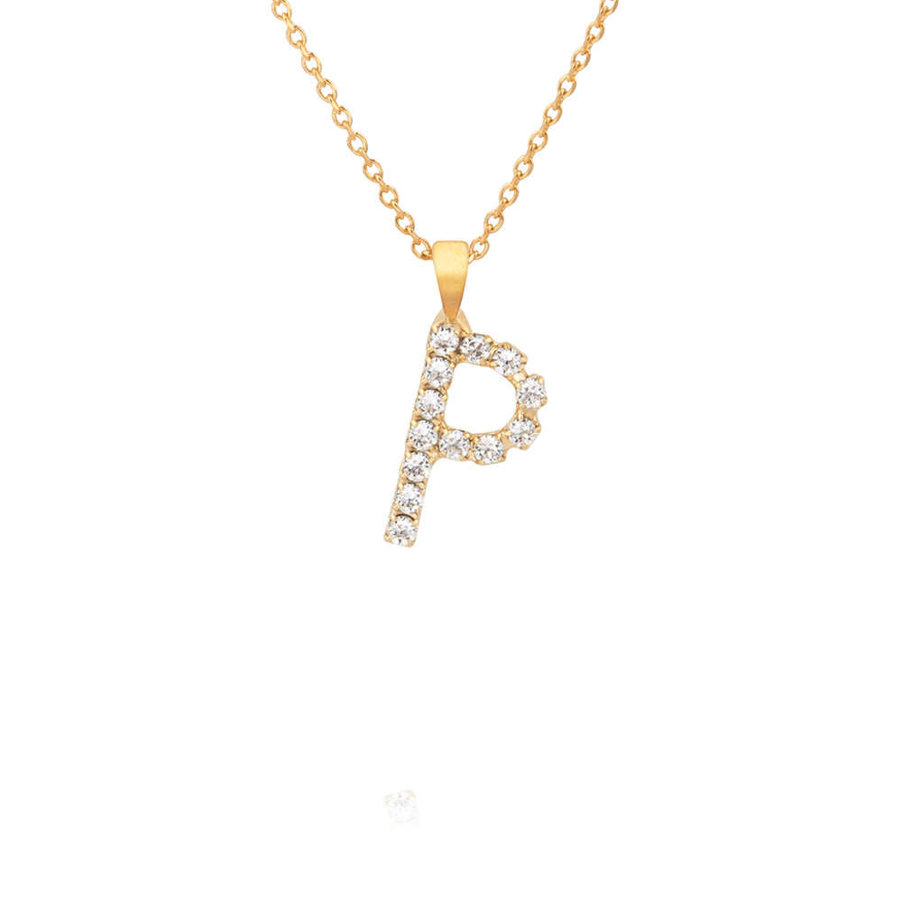 Mini Letter P Necklace Crystal