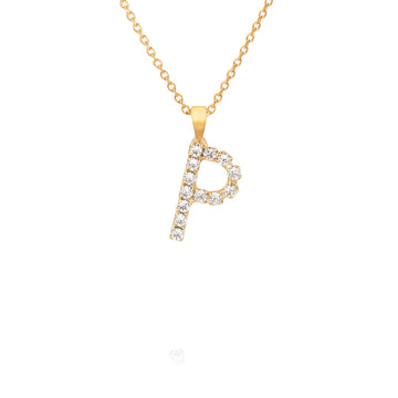 Mini Letter P Necklace Crystal