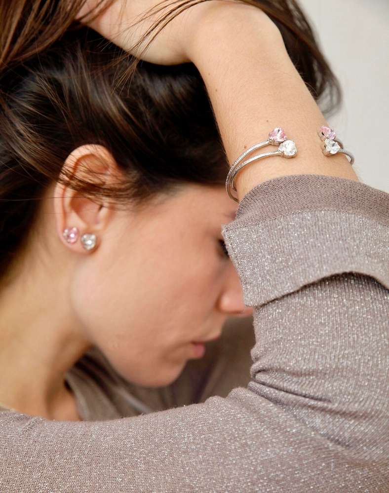 Heart Earrings Crystal Rhodium