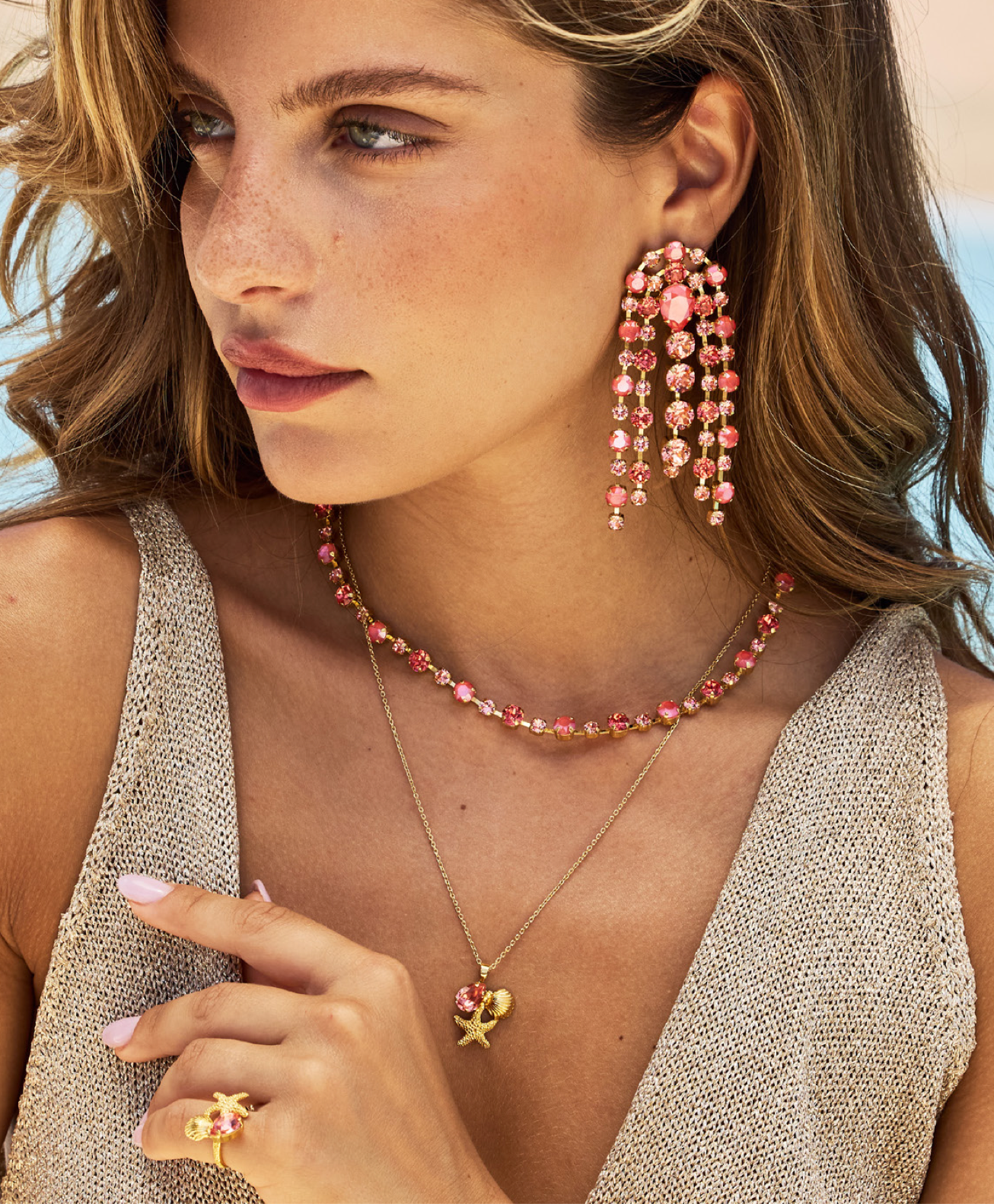 Cirelle Earrings Light Coral combo