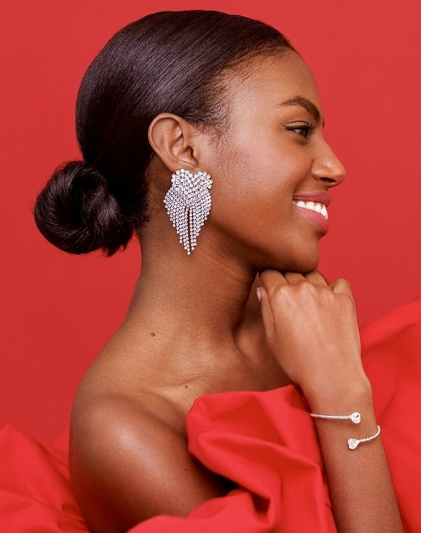 Cordelia Heart Earrings Rhodium