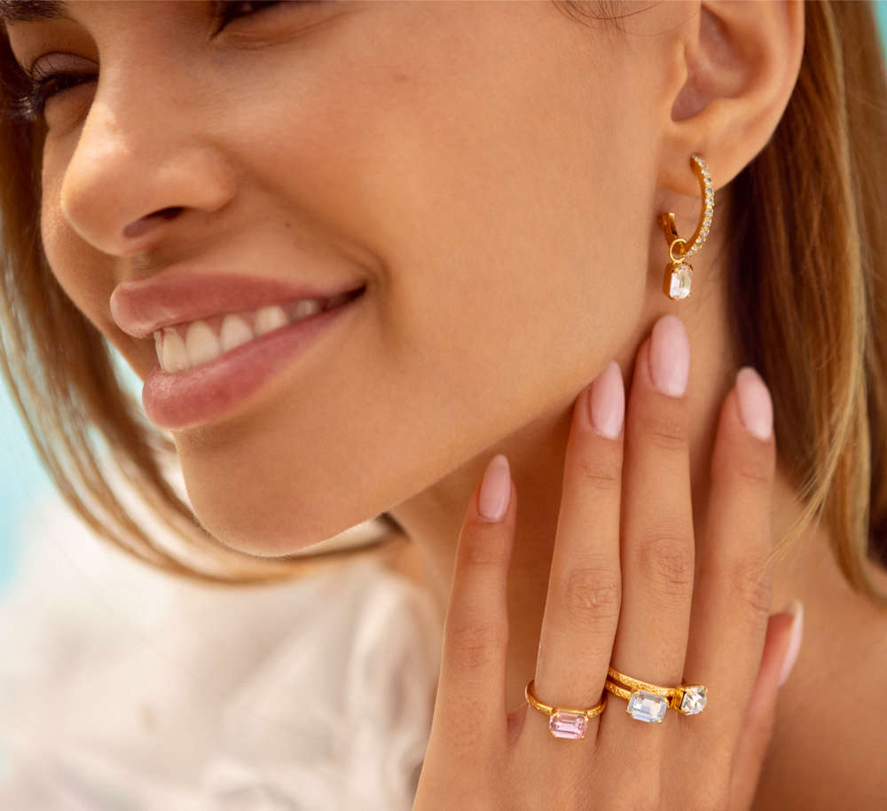 Emilia Loop Earrings Crystal Rhodium