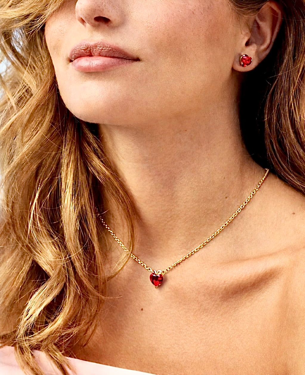 Heart Necklace Light Siam Gold