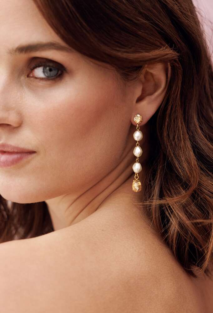 Paloma Earrings Pearl Golden Shadow