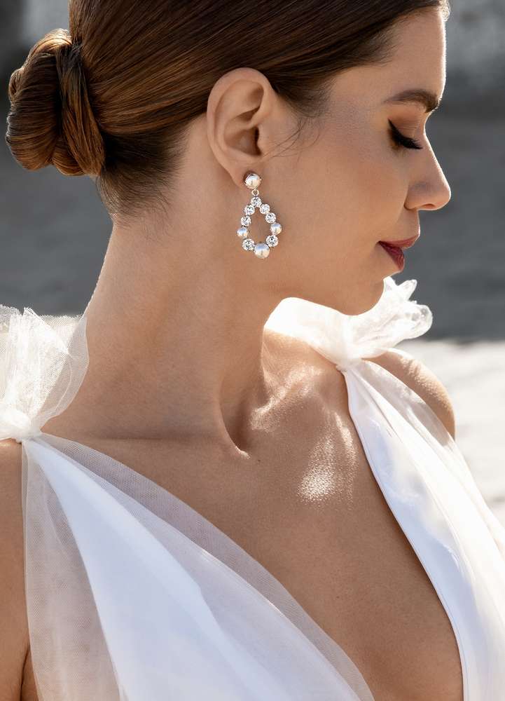 Tears Of Joy Earrings Crystal Pearl Rhodium