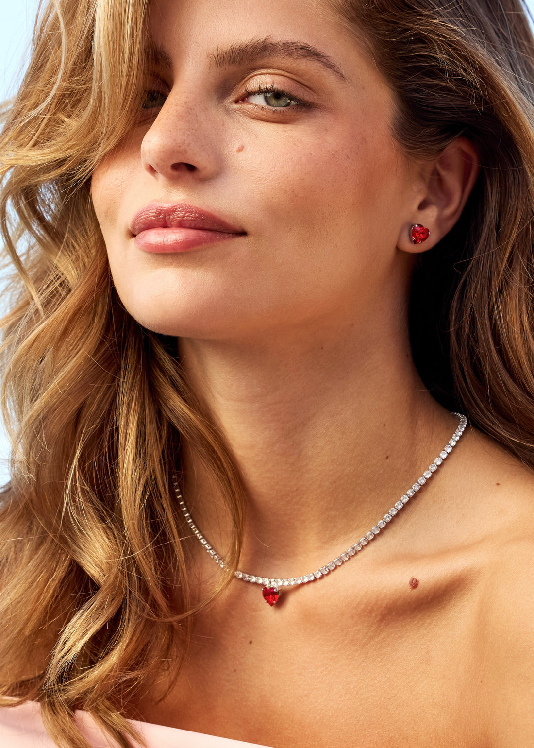 Heart earrings Light Siam Gold