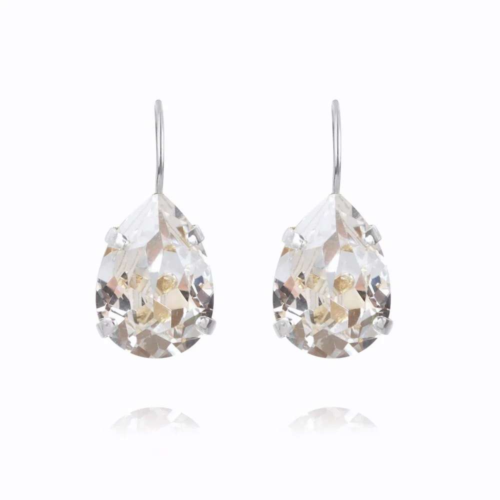 Mini Drop Clasp Earrings Crystal Rhodium
