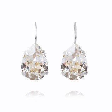 Mini Drop Clasp Earrings Crystal Rhodium