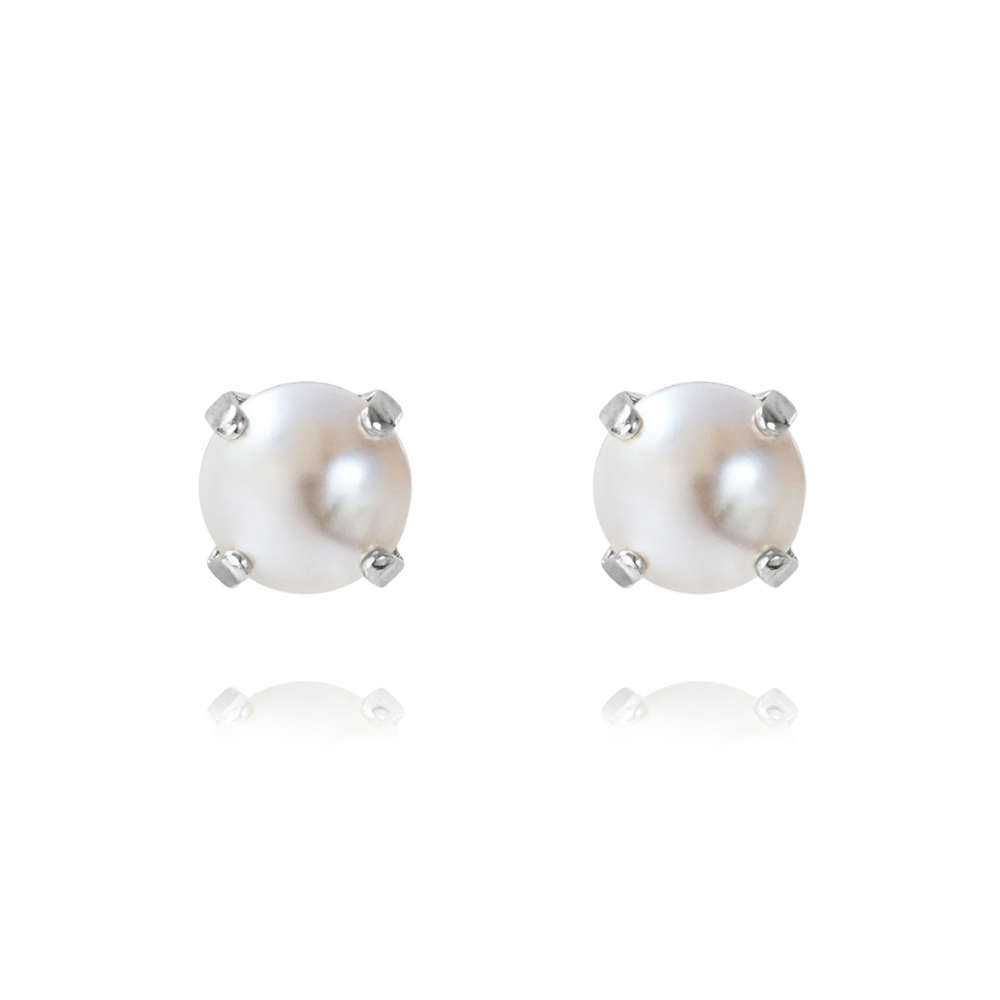 Classic Stud Earrings Pearl Rhodium