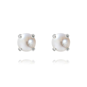 Classic Stud Earrings Pearl Rhodium