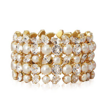Multi Cuff Bracelet Pearl Crystal