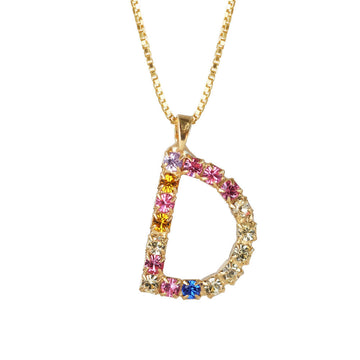 Letter D Necklace Rainbow