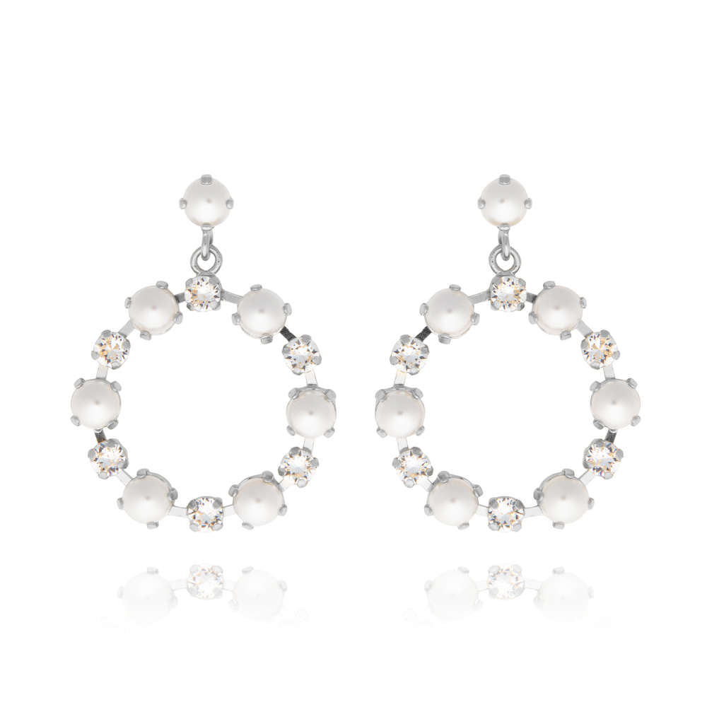 Eternity Pearl Earrings Rhodium