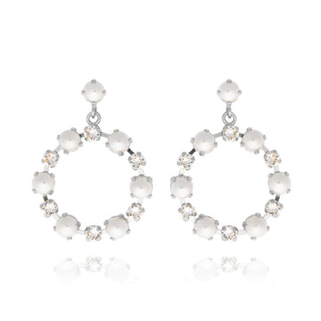 Eternity Pearl Earrings Rhodium