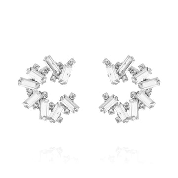 Gina Ear Cuffs Crystal  Rhodium