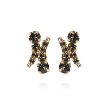 Halo Earrings / Black Diamond + Crystal