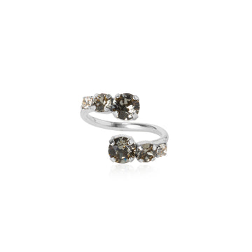 Halo Ring / Black Diamond / Rhodium Crystal