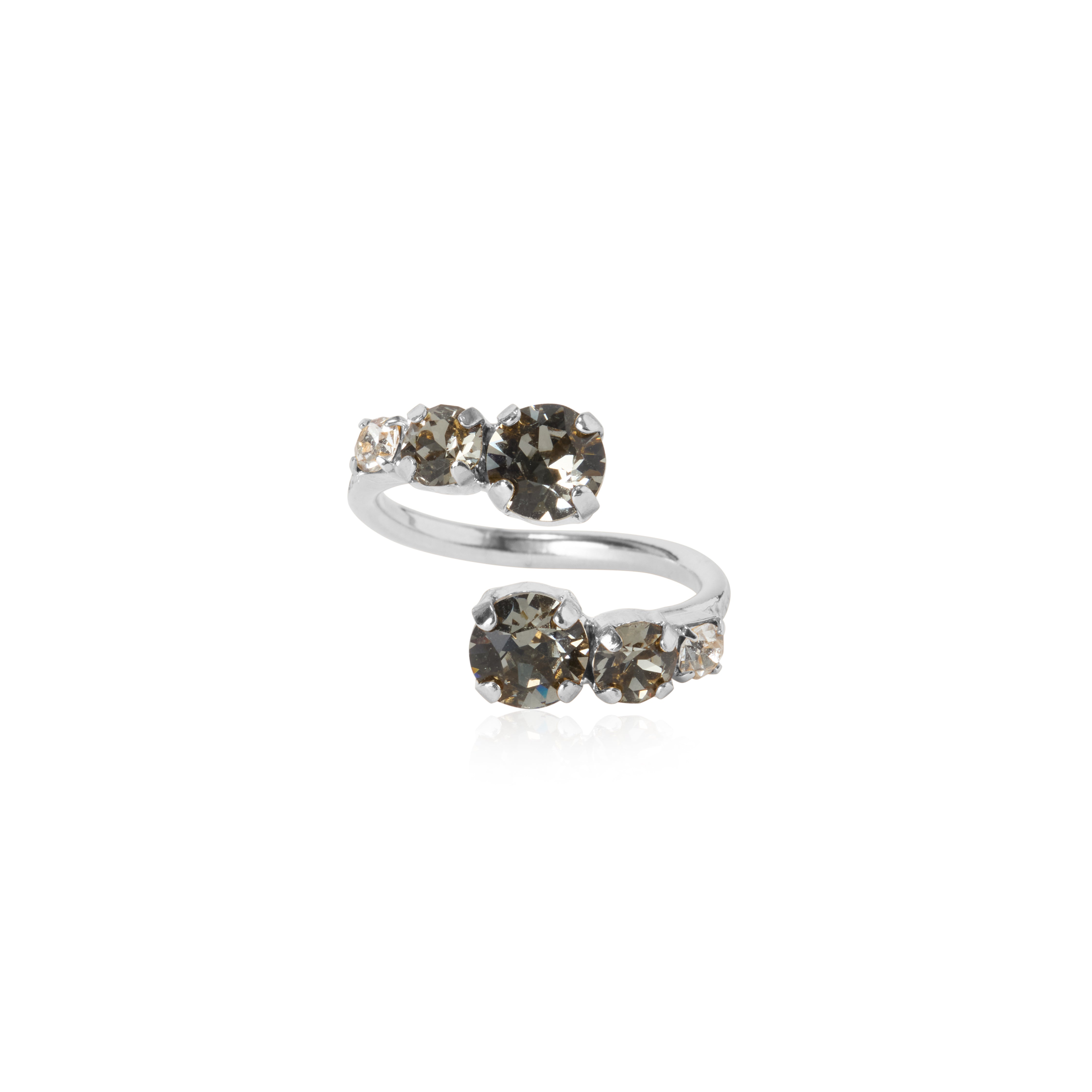 Halo Ring / Black Diamond / Rhodium Crystal