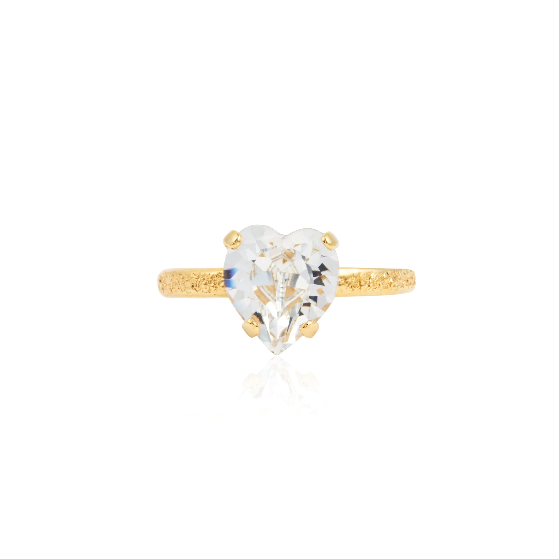 Heart ring crystal gold