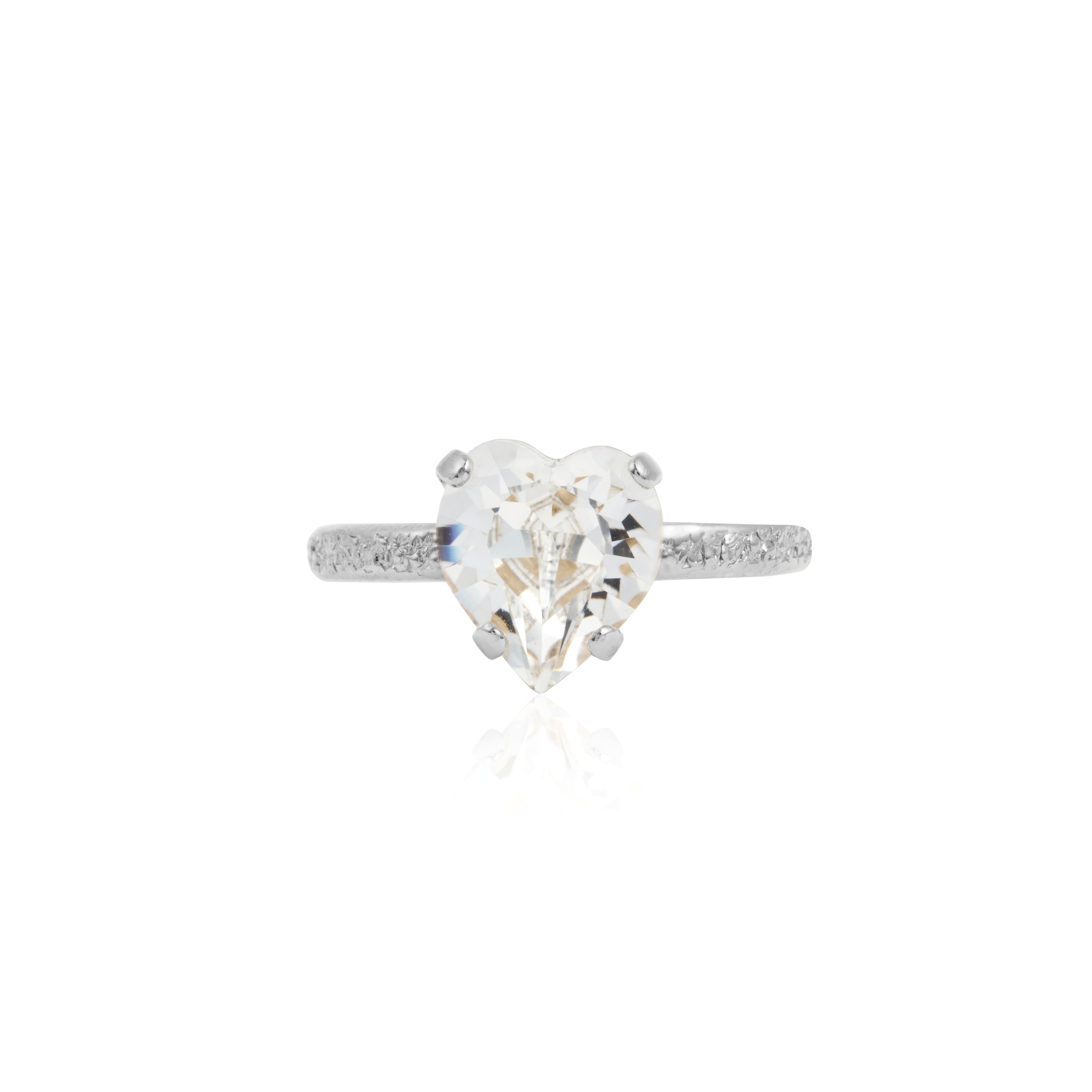 Heart Ring Crystal Rhodium