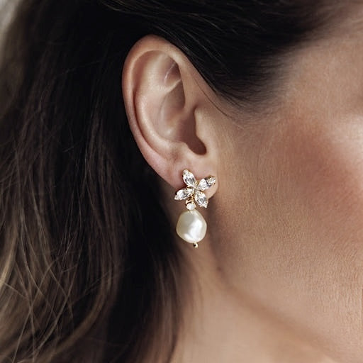 Honey Bee Earrings Crystal Rhodium