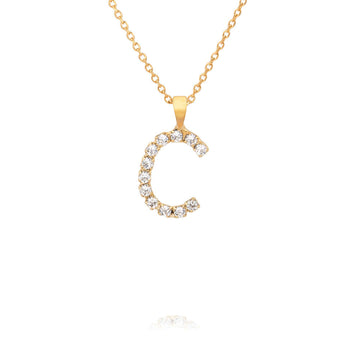 Mini Letter C Necklace Crystal