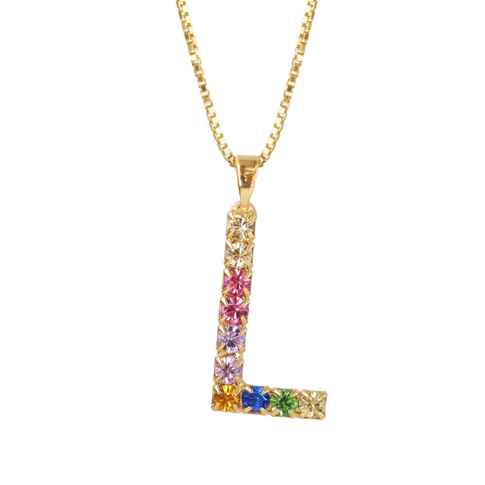 Letter L Necklace Rainbow