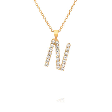 Mini Letter N Necklace Crystal