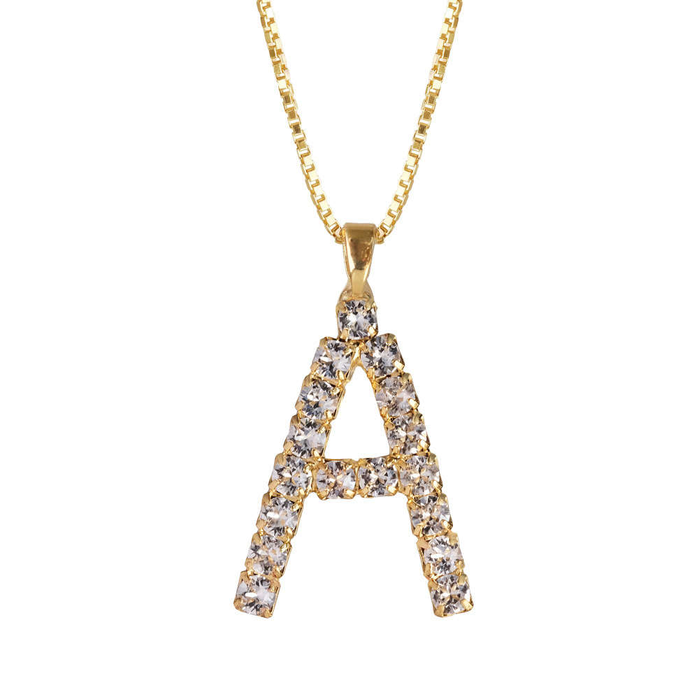Letter A Necklace Crystal