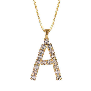 Letter A Necklace Crystal