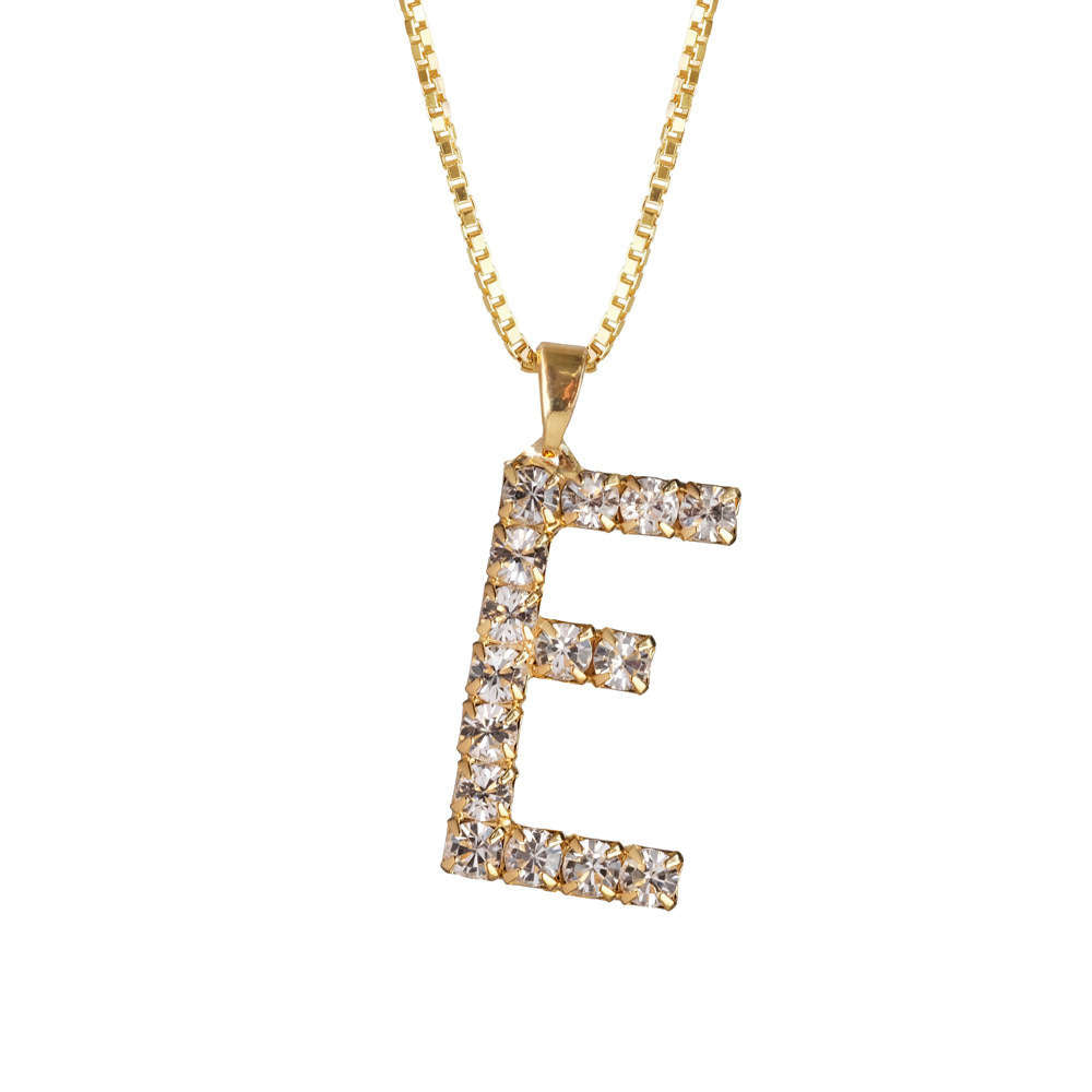 Letter E Necklace Crystal