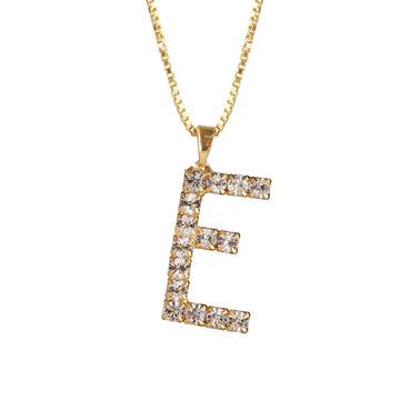 Letter E Necklace Crystal