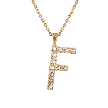 Letter F Necklace Crystal