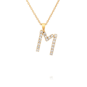 Mini Letter M Necklace Crystal