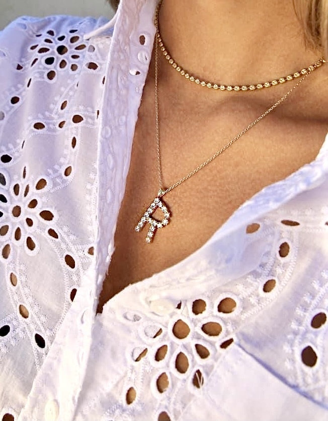 Letter F Necklace Crystal