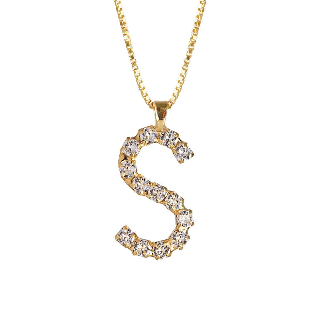Letter S Necklace Crystal