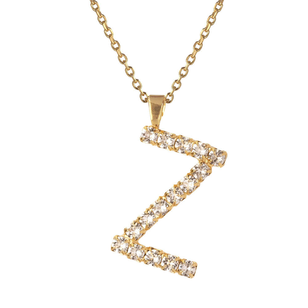 Letter Z Necklace Crystal