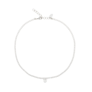 Love Edit Heart Necklace Crystal Rhodium