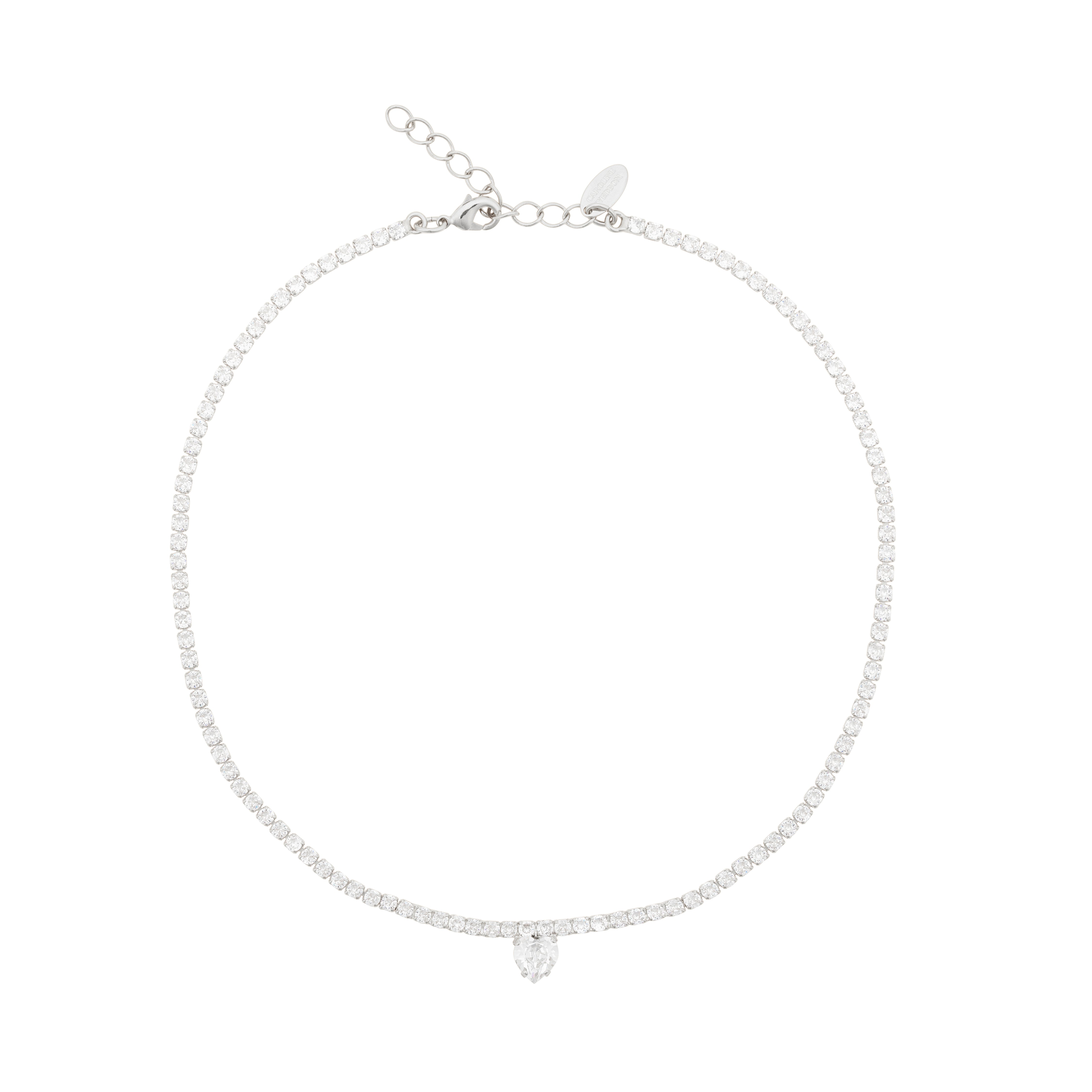 Love Edit Heart Necklace Crystal Rhodium