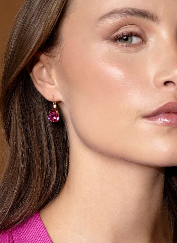 Mini Drop Clasp Earrings Dark Rose