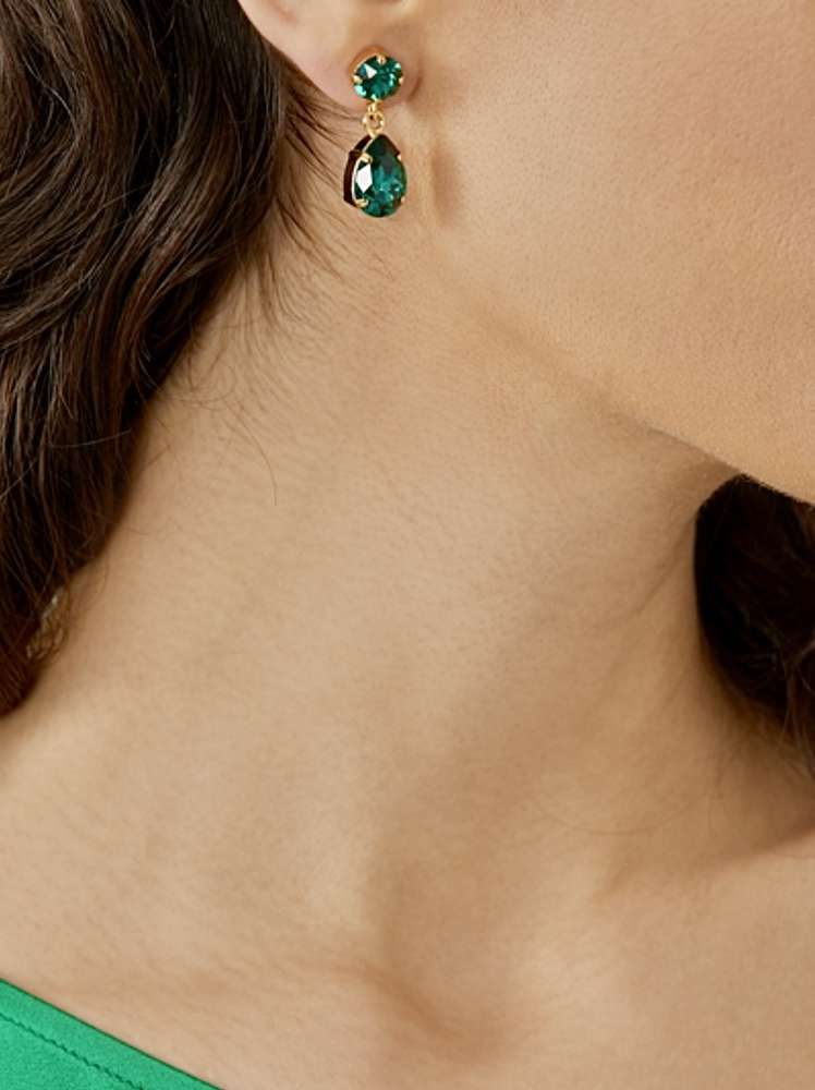 Mini Drop Earrings Emerald