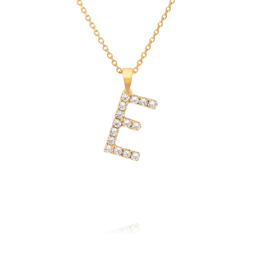 Mini Letter E Necklace Crystal